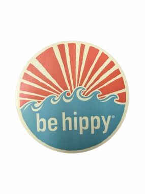 Be Hippy Blue and Coral Round Decorative Sticker